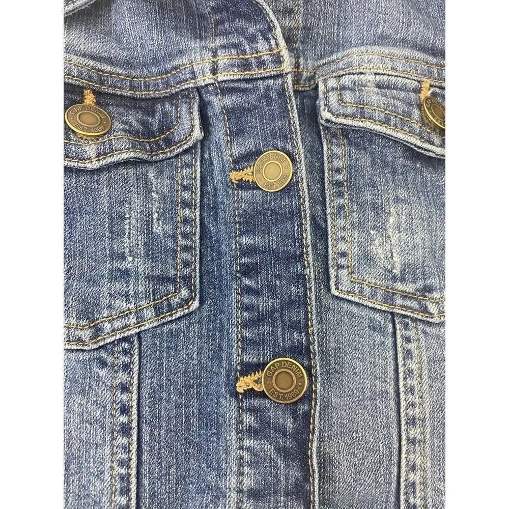 GAP Kids Jean Jacket Blue Distressed - Large
